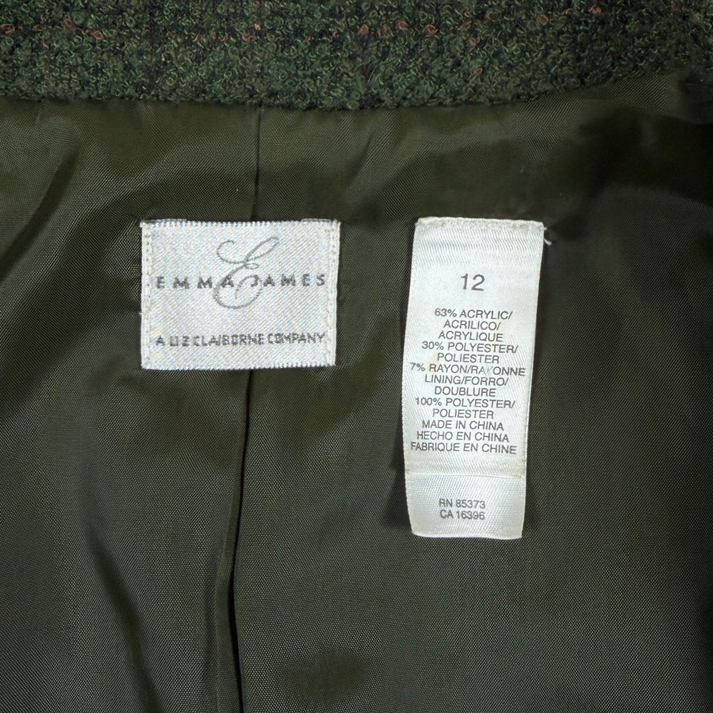 Vintage Green Grid Check Plaid Full Zip Jacket Women’s 12 Preppy Retro 90s Y2K - Picture 5 of 13